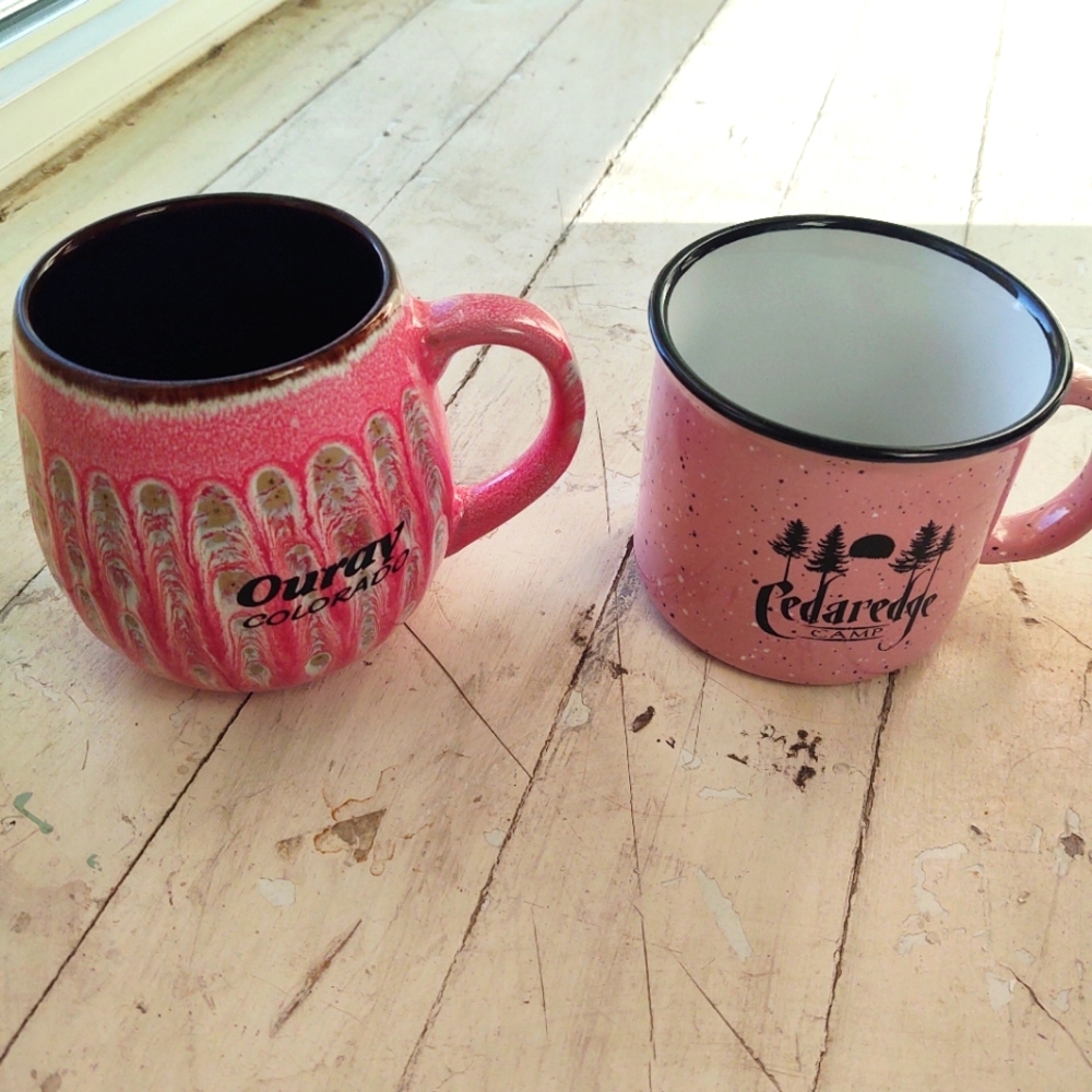 Pink coffee mugs